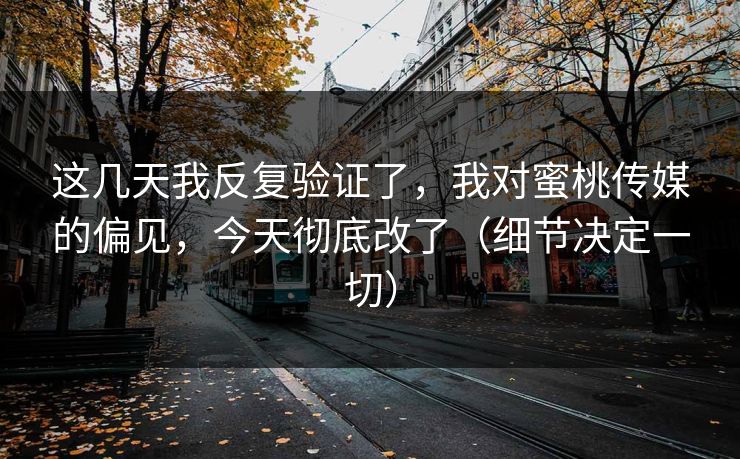 这几天我反复验证了，我对蜜桃传媒的偏见，今天彻底改了（细节决定一切）